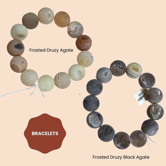Crystal Beaded Bracelets Druzy Agate Howlite Quartz Moonstone Lava Stone Conk - Picture 1 of 6